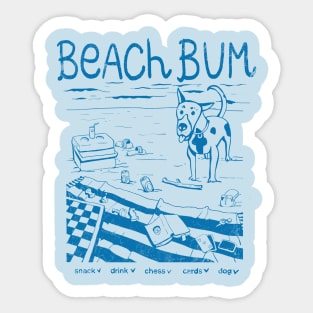 Our beach bum list: snack, drink, chess, cards, and a dog Sticker